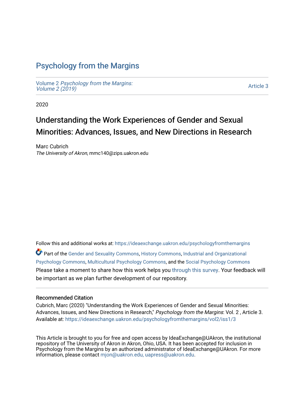 Understanding the Work Experiences of Gender and Sexual Minorities: Advances, Issues, and New Directions in Research