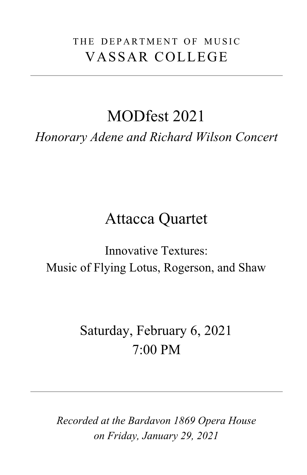 Modfest 2021 Attacca Quartet