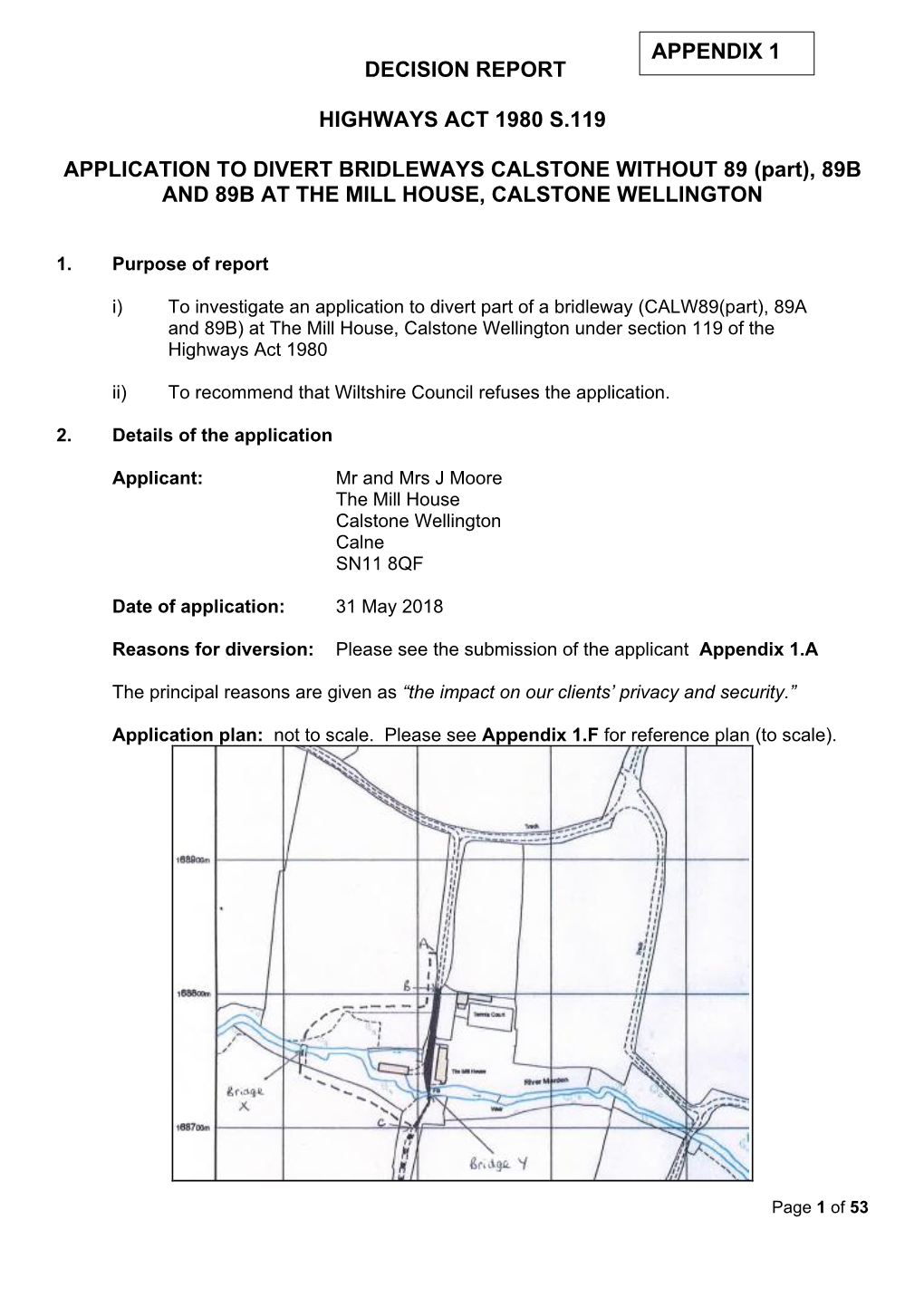 Decision Report Highways Act 1980 S.119