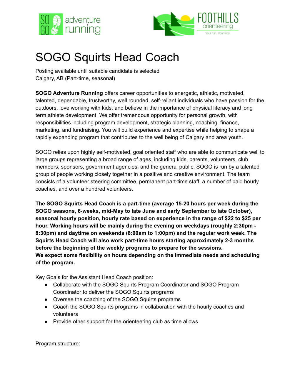 SOGO Head Coach