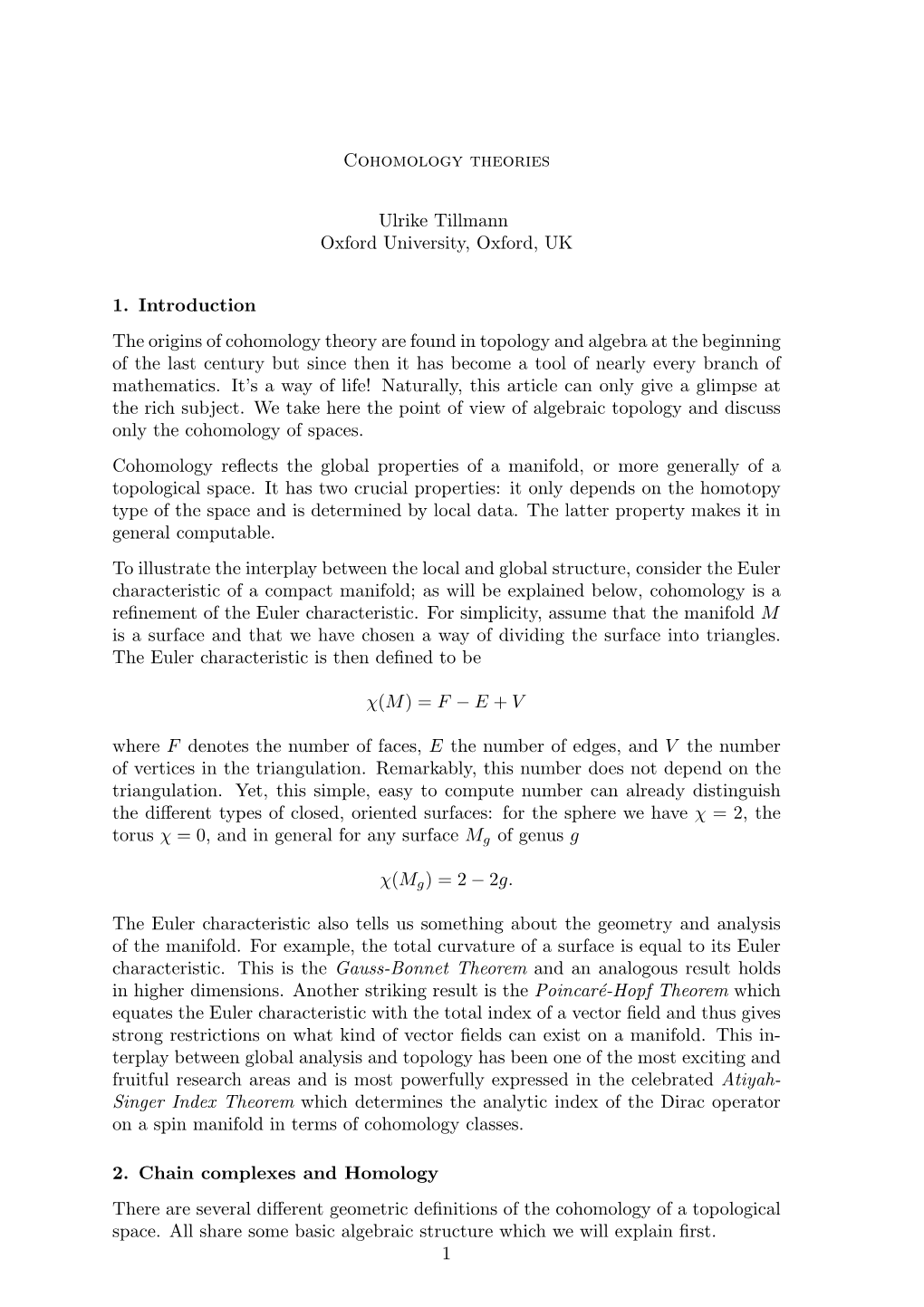 Cohomology Theories