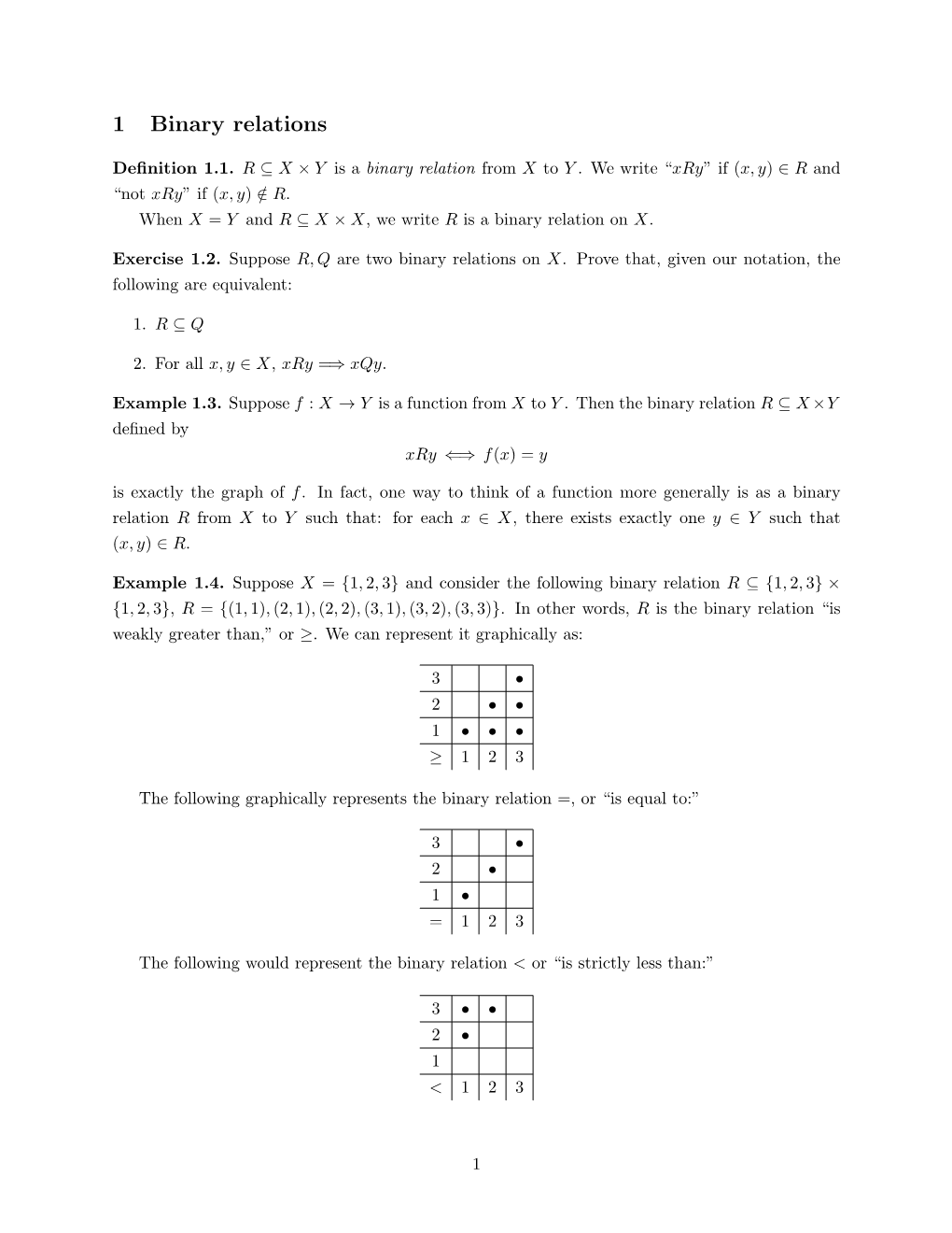 1 Binary Relations