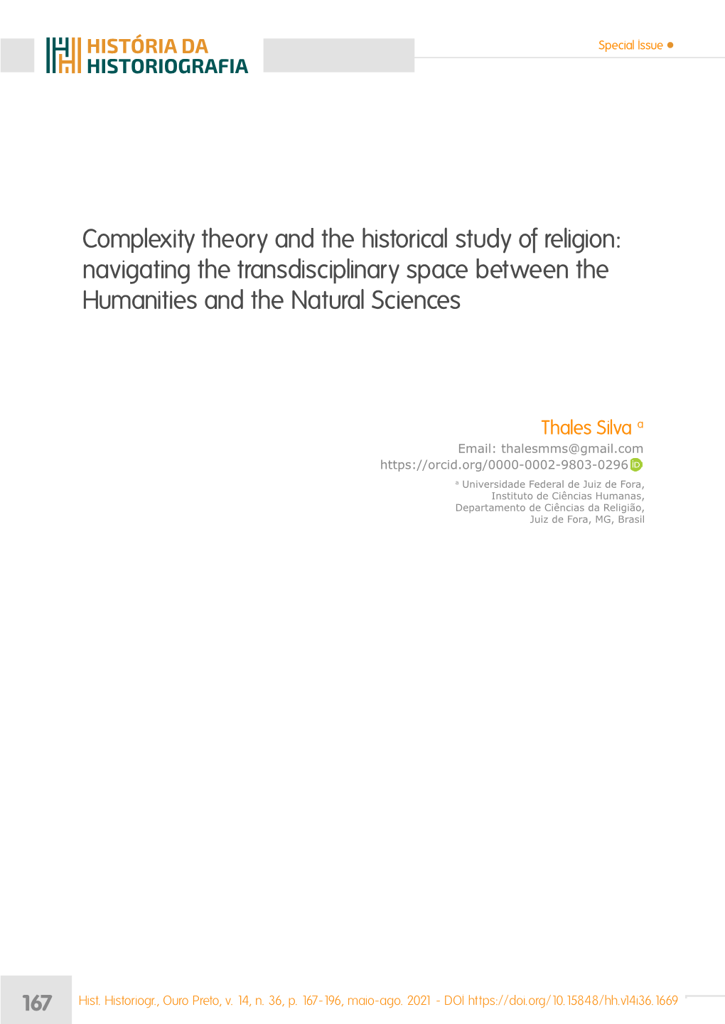 Complexity Theory and the Historical Study of Religion: Navigating the Transdisciplinary Space Between the Humanities and the Natural Sciences