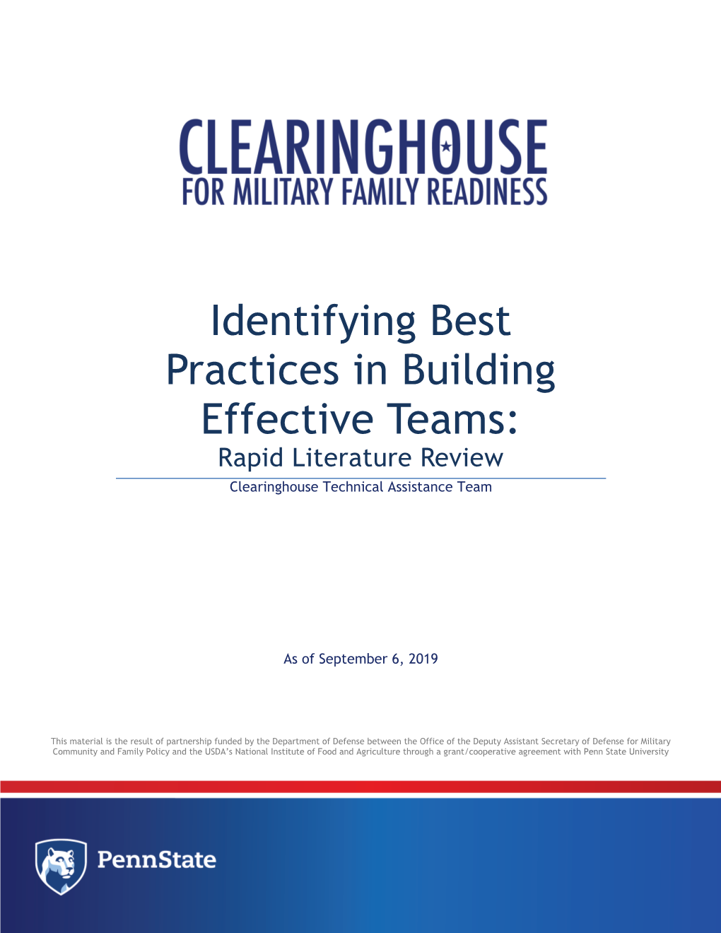 Identifying Best Practices in Building Effective Teams: Rapid Literature Review Clearinghouse Technical Assistance Team