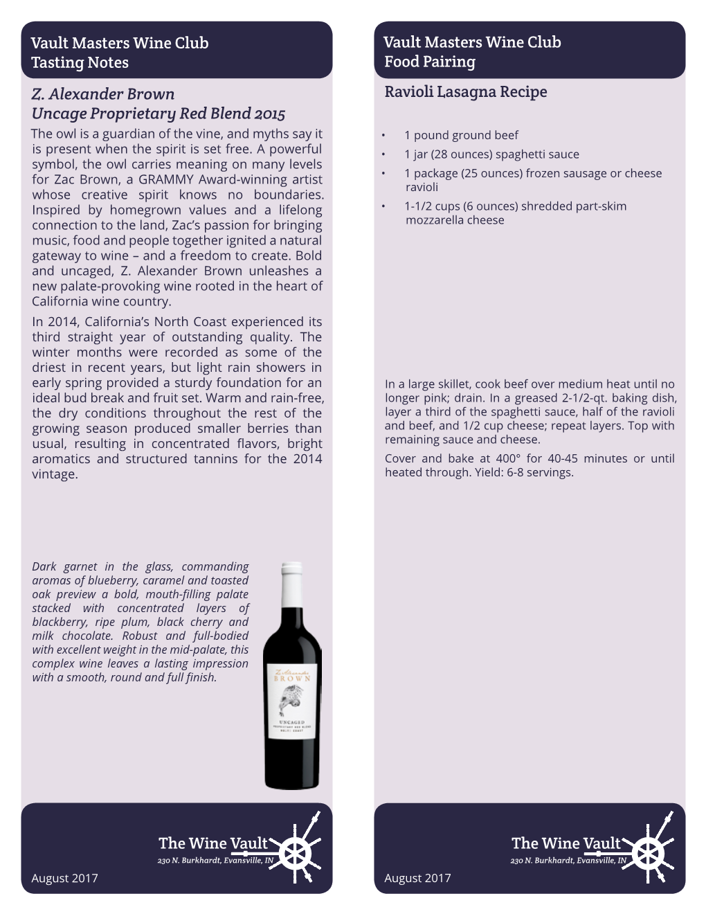 Z. Alexander Brown Uncage Proprietary Red Blend 2015 Vault