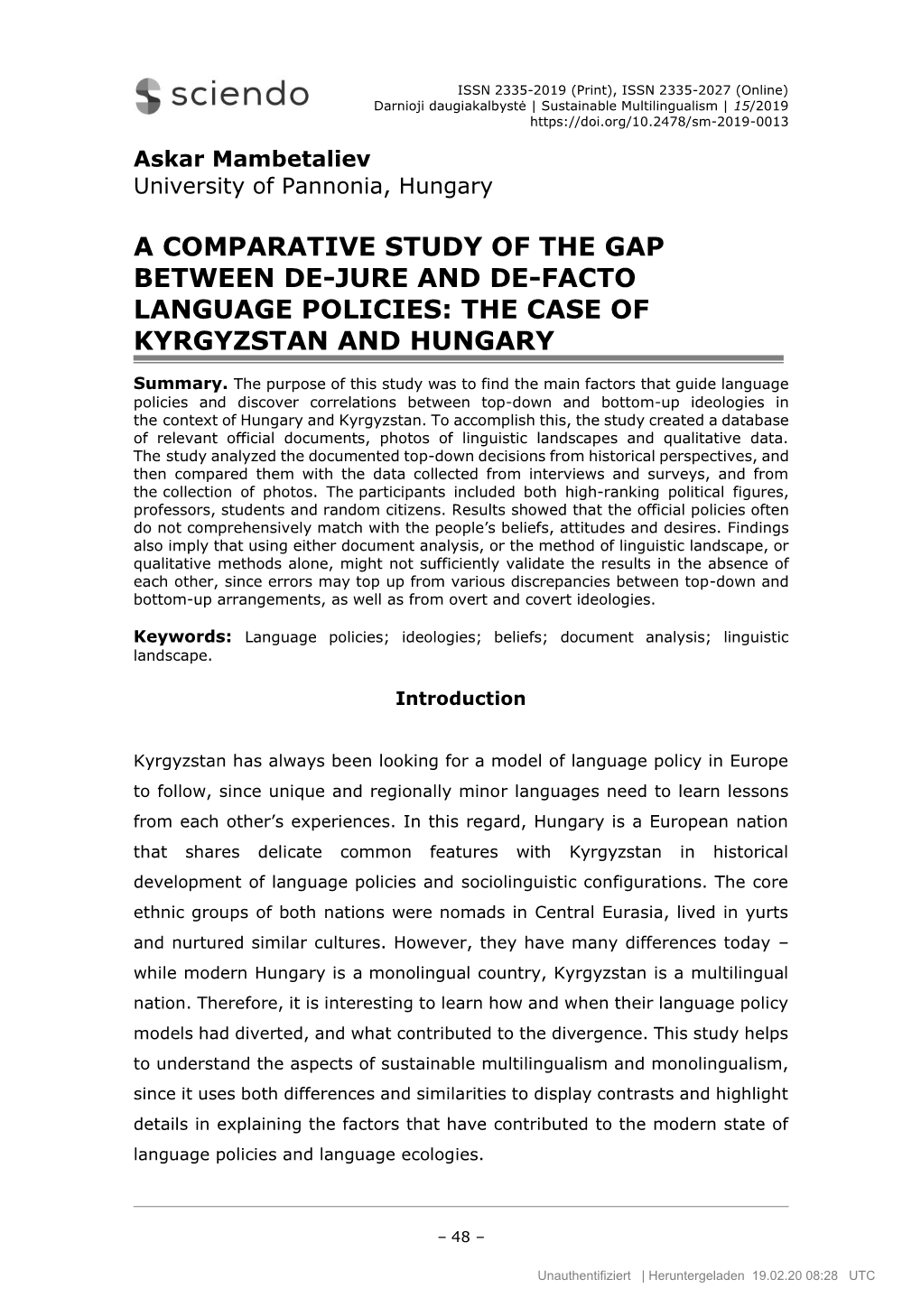 The Case of Kyrgyzstan and Hungary