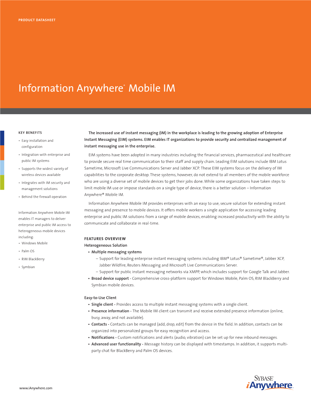 Information Anywhere® Mobile IM