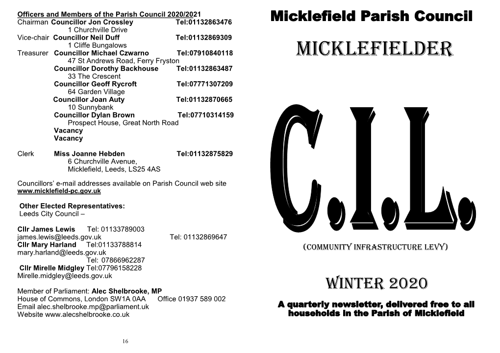Micklefielder Newsletter Winter 2021