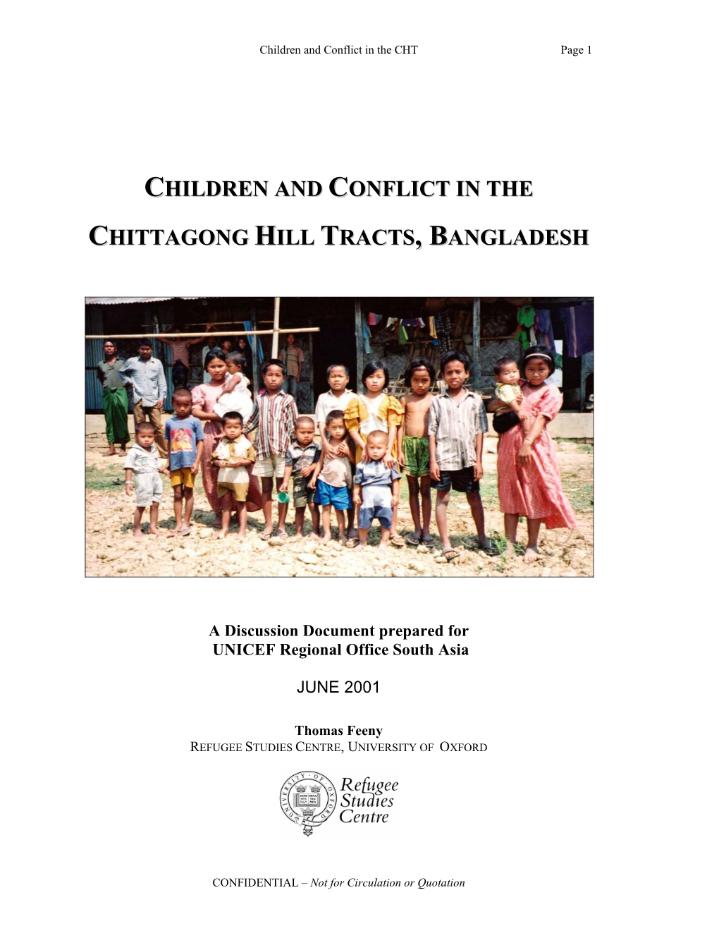 Children and Conflict in the Chittagong Hill Tracts, Bangladesh