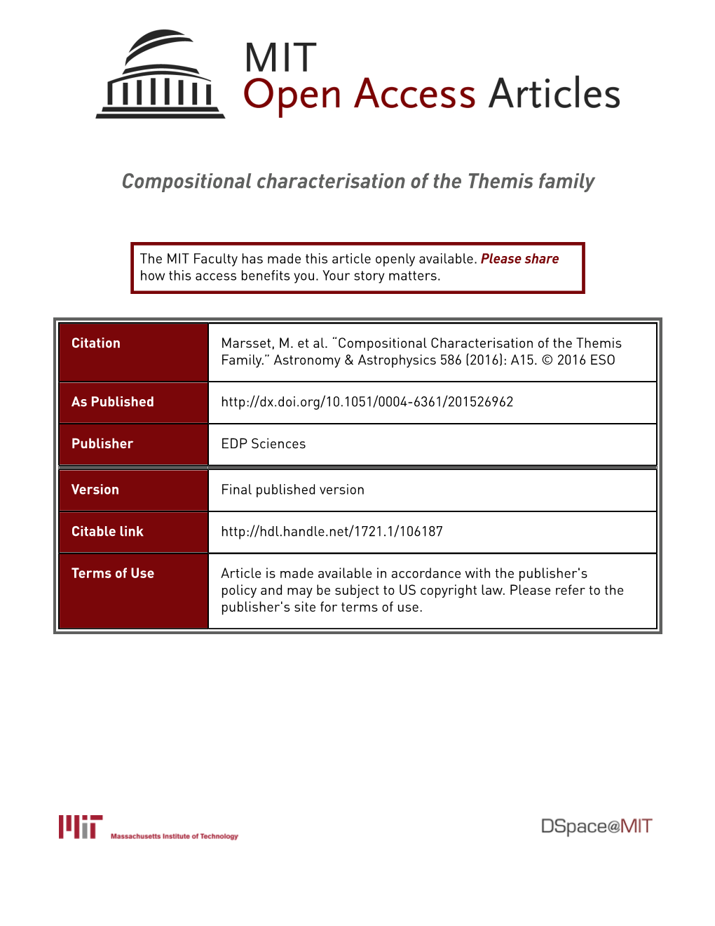 Compositional Characterisation of the Themis Family