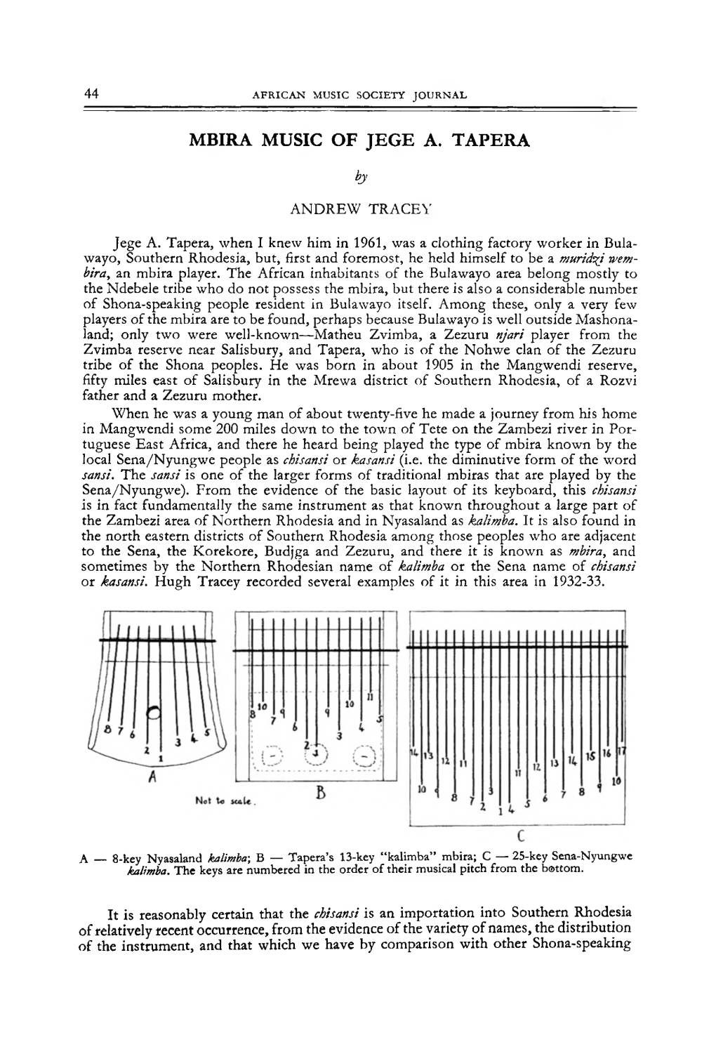 Mbira Music of Jege A. Tapera