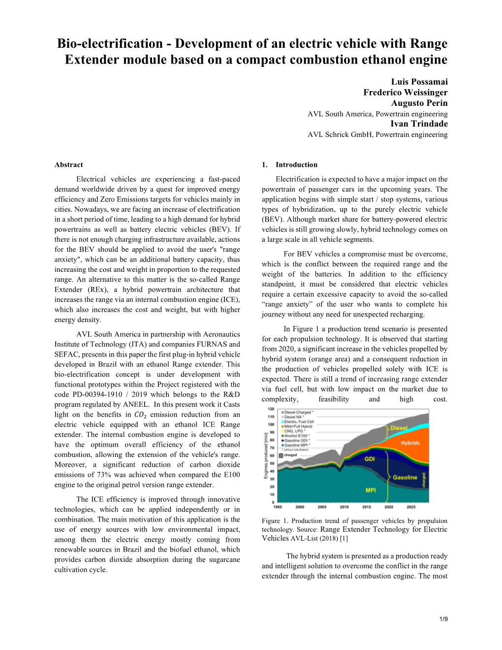 Development of an Electric Vehicle with Range Extender Module Based on a Compact Combustion Ethanol Engine