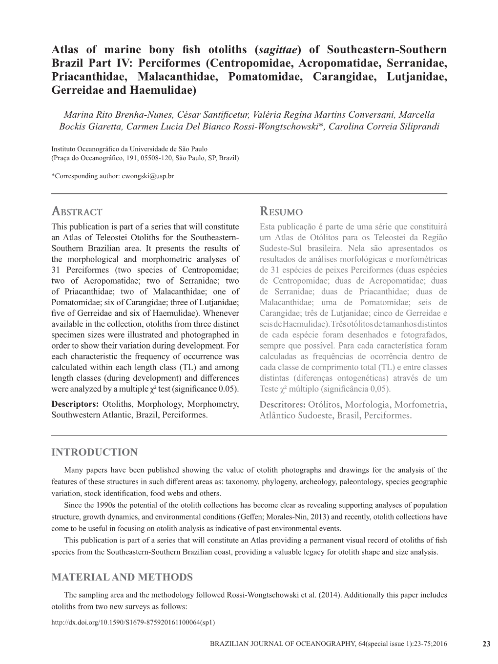 Atlas of Marine Bony Fish Otoliths