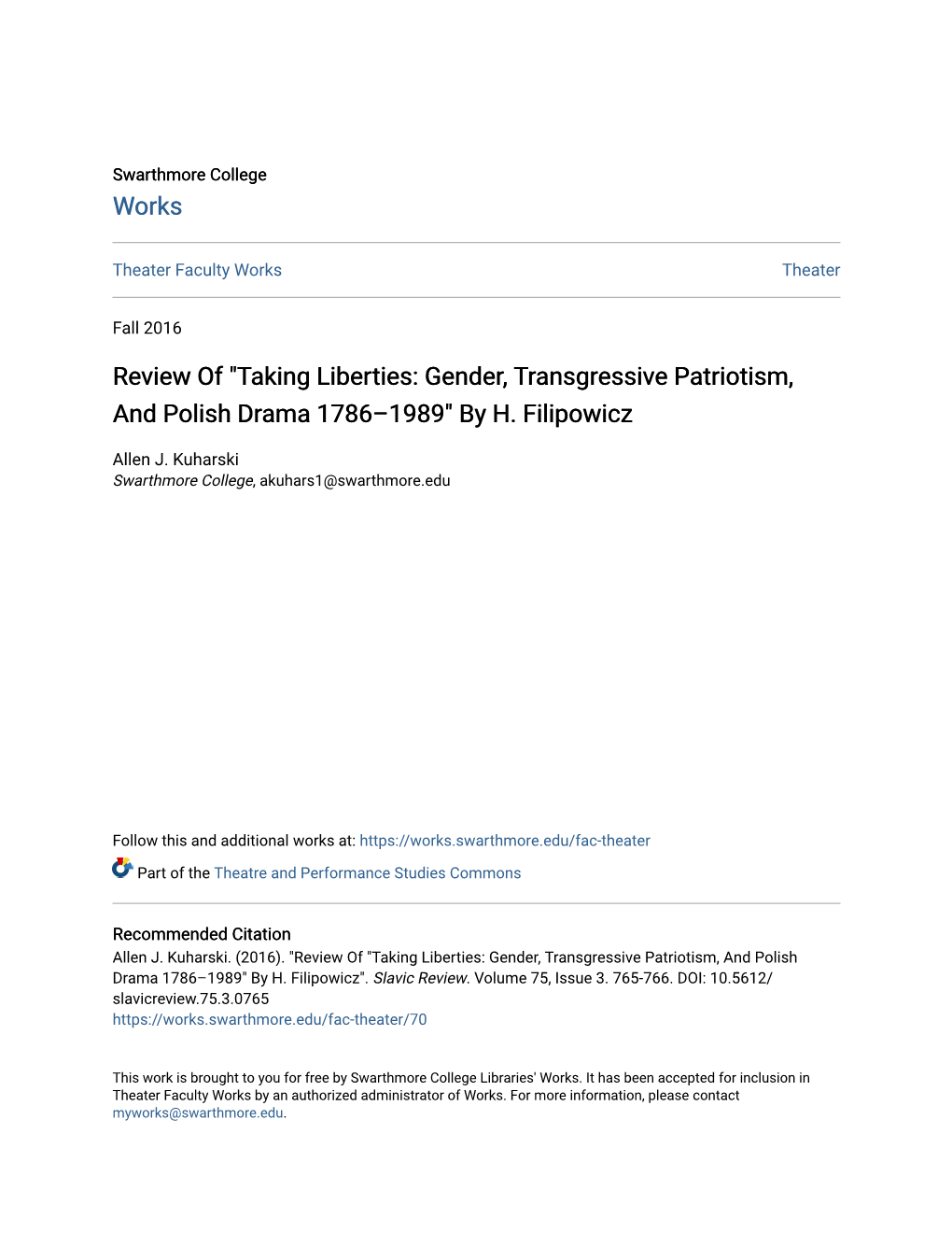 Review Of" Taking Liberties: Gender, Transgressive Patriotism, And