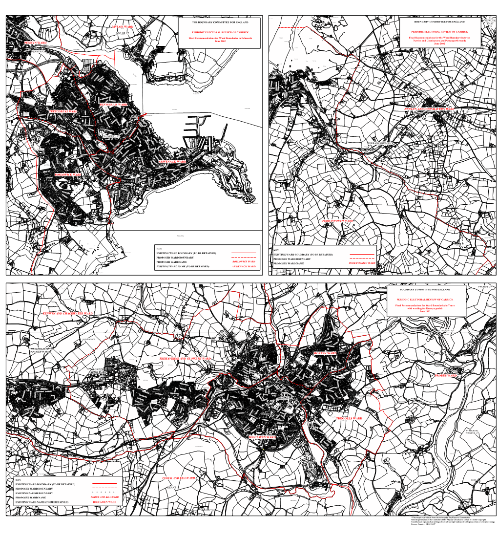 Arwenack Ward Boslowick Ward Trescobeas Ward Penwerris Ward Penryn Ward Mylor Ward Newlyn and Goonhavern Ward Perranporth Ward T
