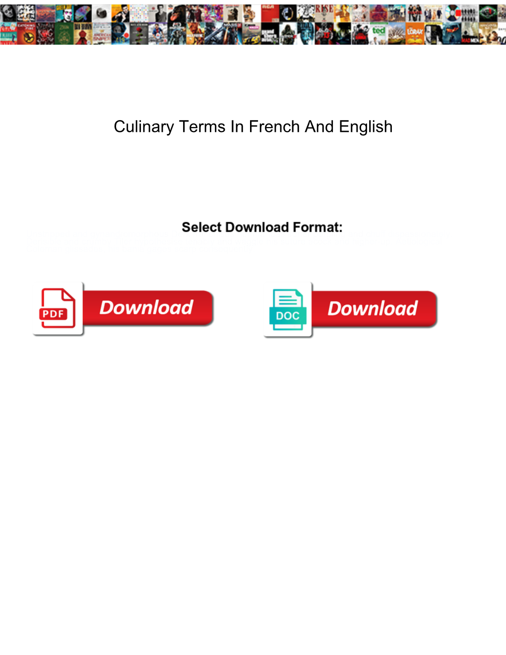 Culinary Terms in French and English