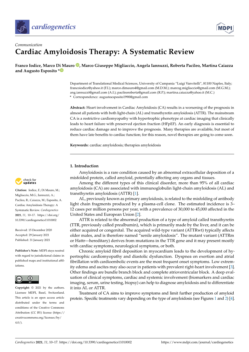 Cardiac Amyloidosis Therapy: a Systematic Review