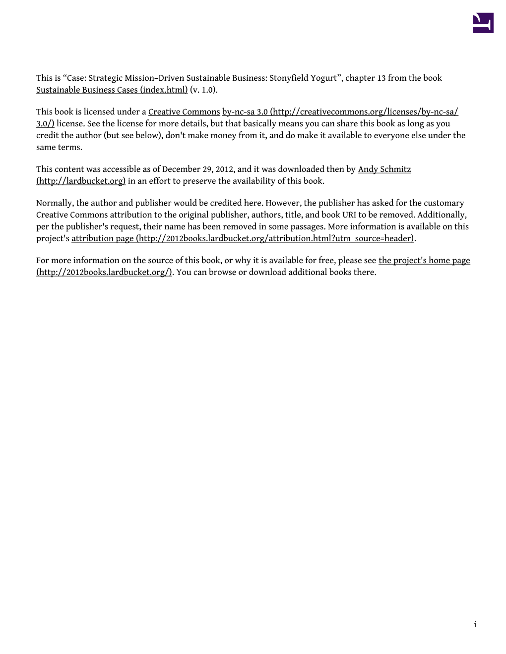 Case: Strategic Mission–Driven Sustainable Business: Stonyfield Yogurt”, Chapter 13 from the Book Sustainable Business Cases (Index.Html) (V