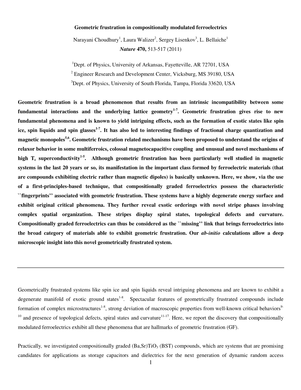 Geometric Frustration in Compositionally Modulated Ferroelectrics