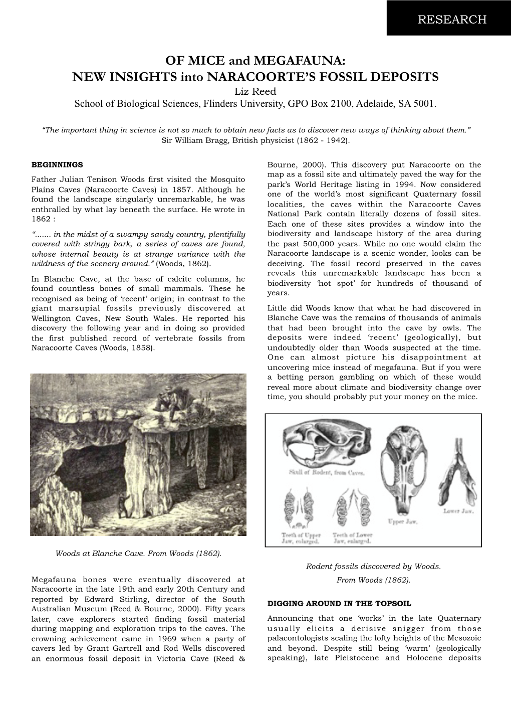 OF MICE and MEGAFAUNA: NEW INSIGHTS Into NARACOORTE's