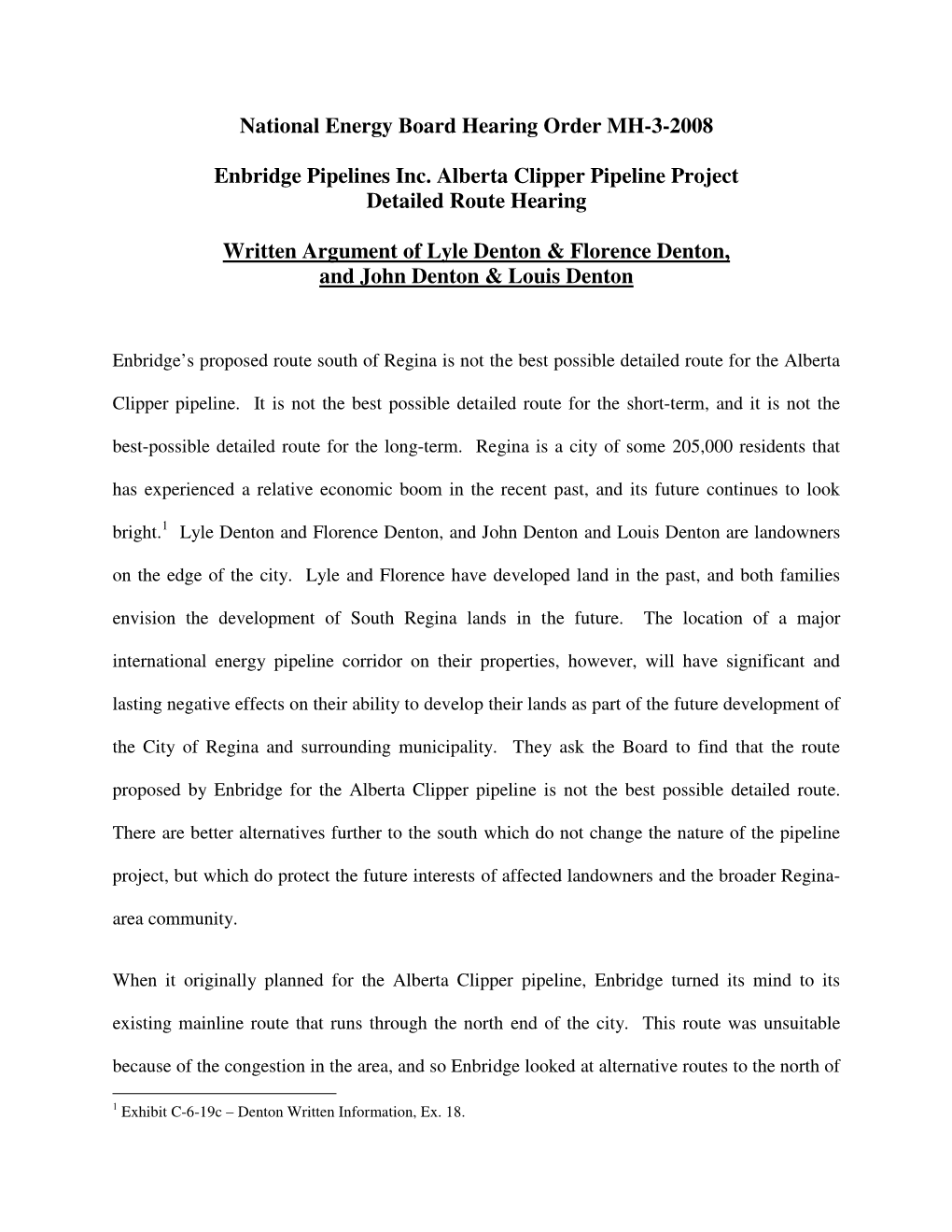 National Energy Board Hearing Order MH-3-2008 Enbridge Pipelines Inc