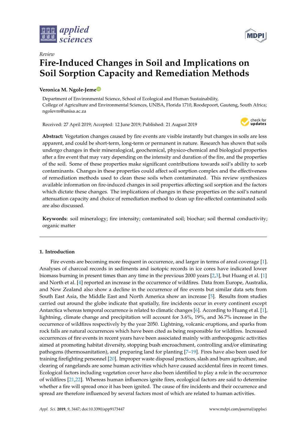 Fire-Induced Changes in Soil and Implications on Soil Sorption Capacity and Remediation Methods