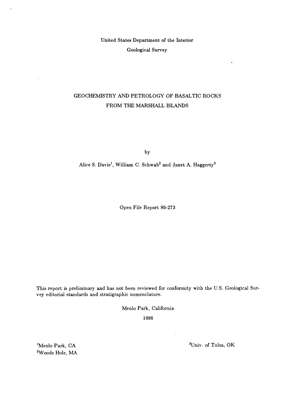 Geochemistry and Petrology of Basaltic Rocks from the Marshall Islands