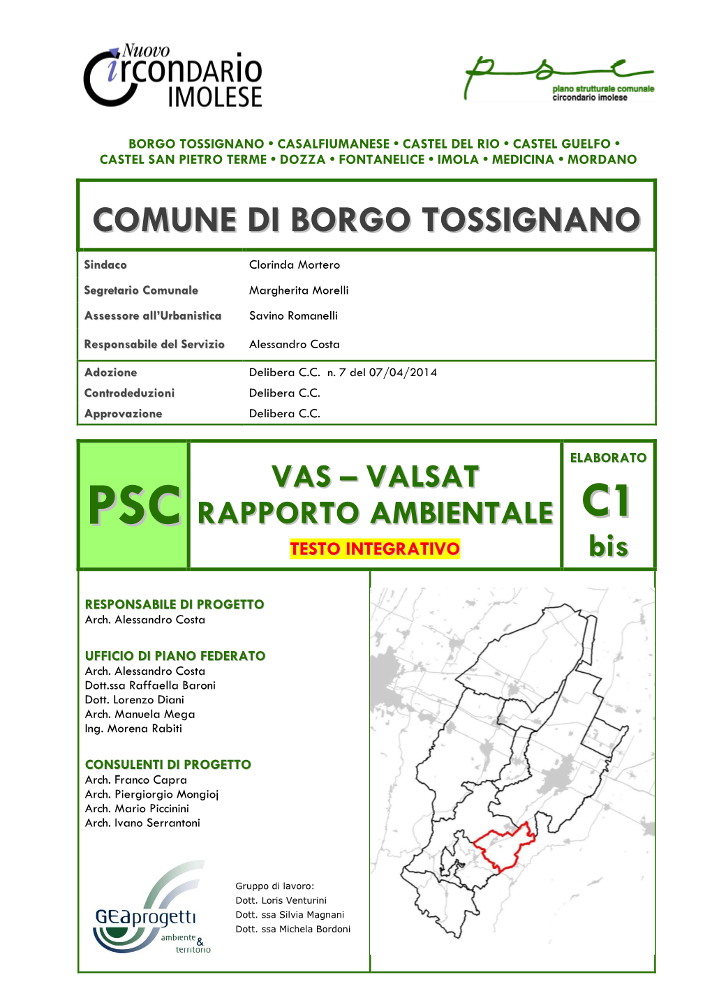 Comune Di Borgo Tossignano Vas – Valsat Integrazione Al Rapporto Ambientale Del Psc