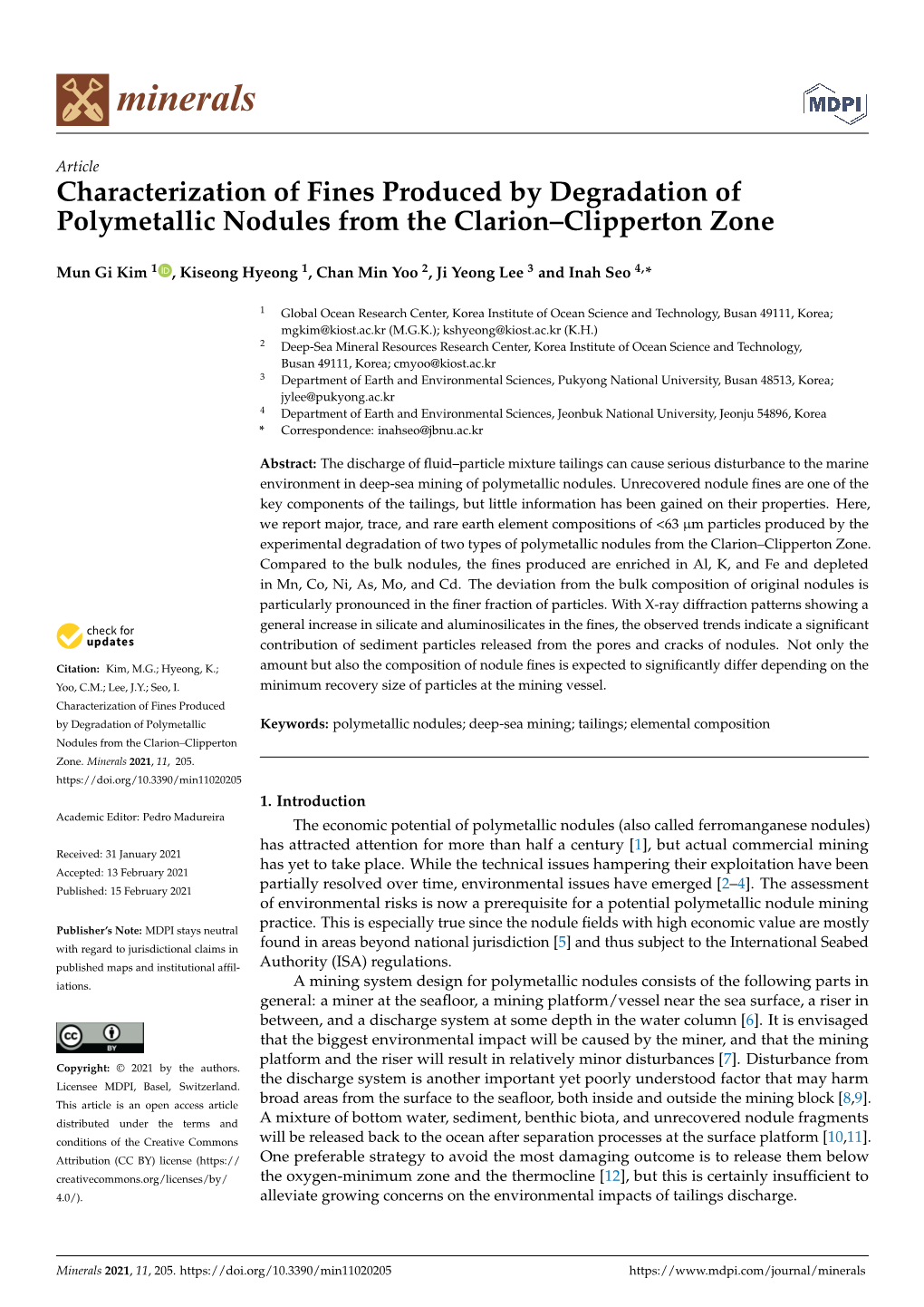 Characterization of Fines Produced by Degradation of Polymetallic Nodules from the Clarion–Clipperton Zone