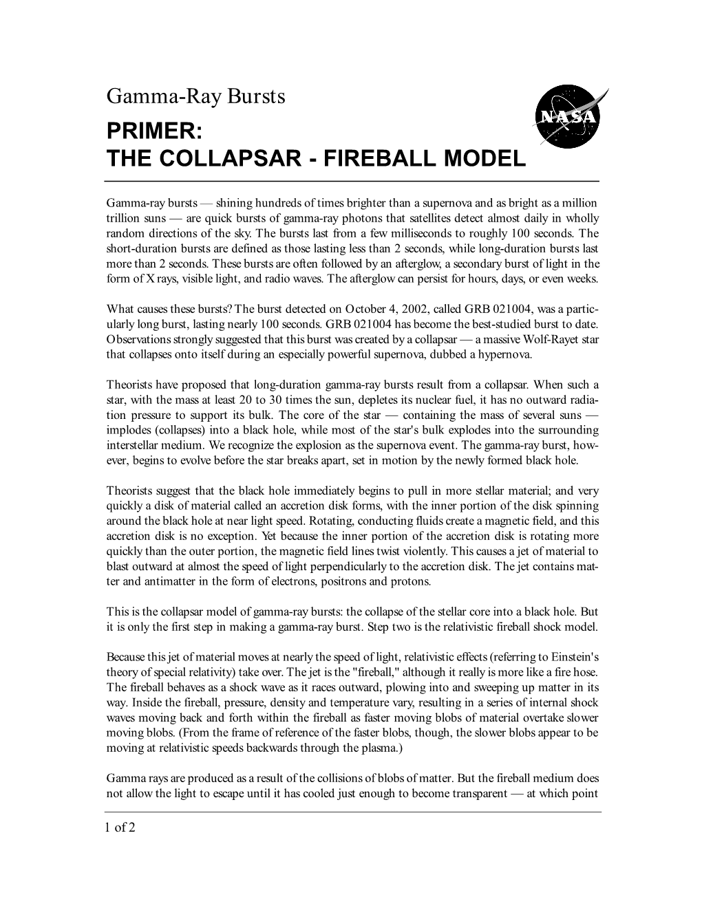 Primer: the Collapsar - Fireball Model