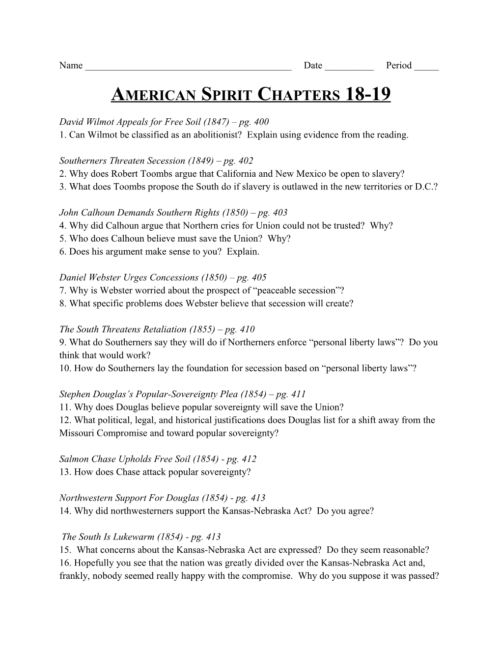 American Spirit Chapters 18-19