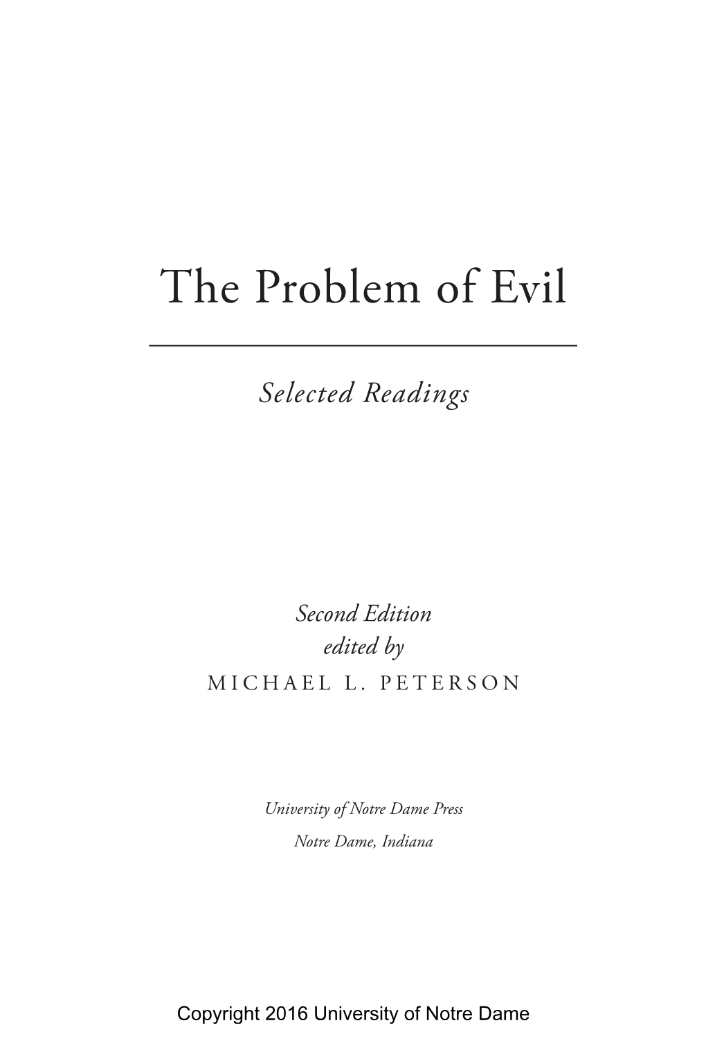 The Problem of Evil