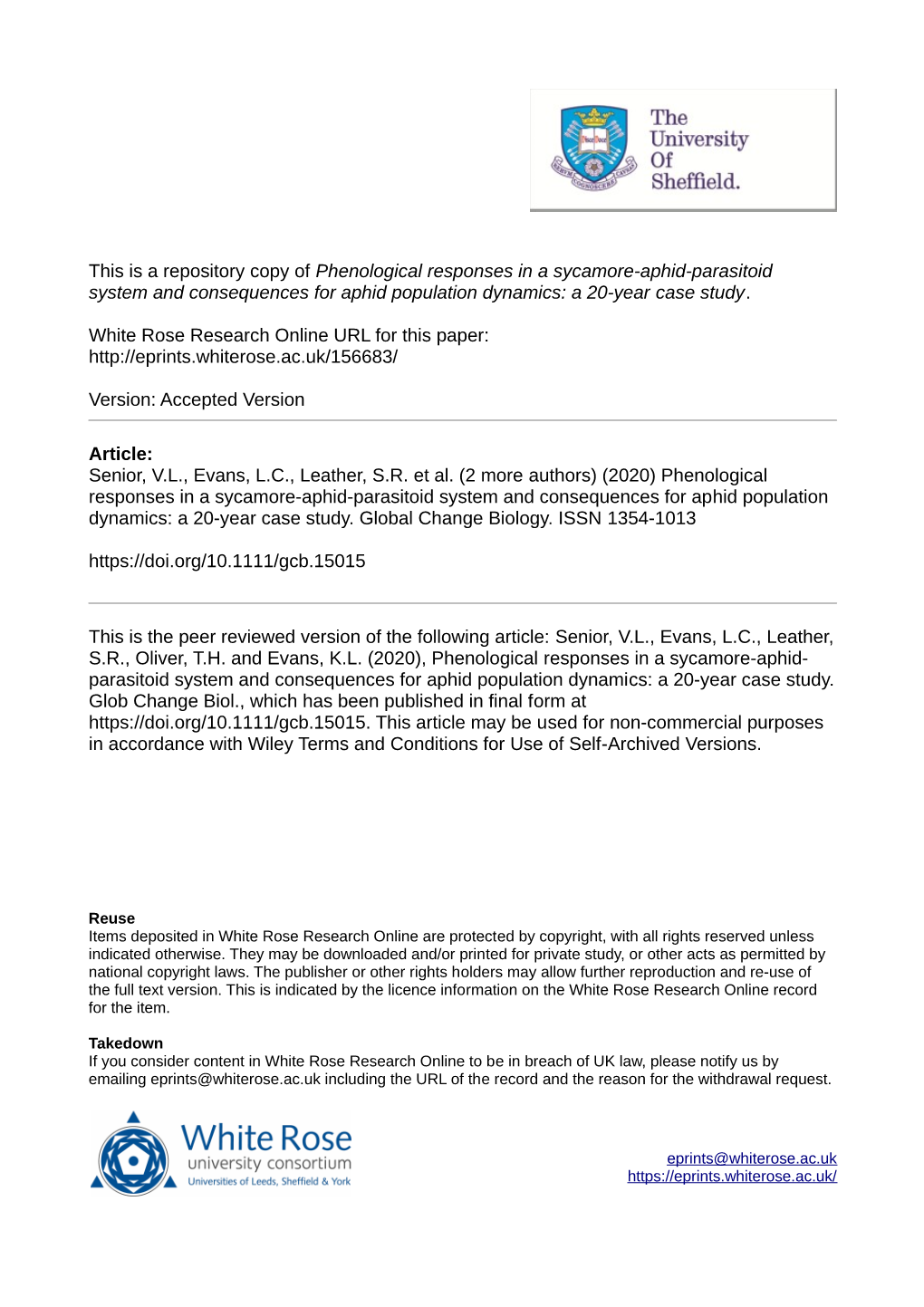 Phenological Responses in a Sycamore‐Aphid‐Parasitoid System and Consequences for Aphid Population Dynamics: a 20‐Year Case Study