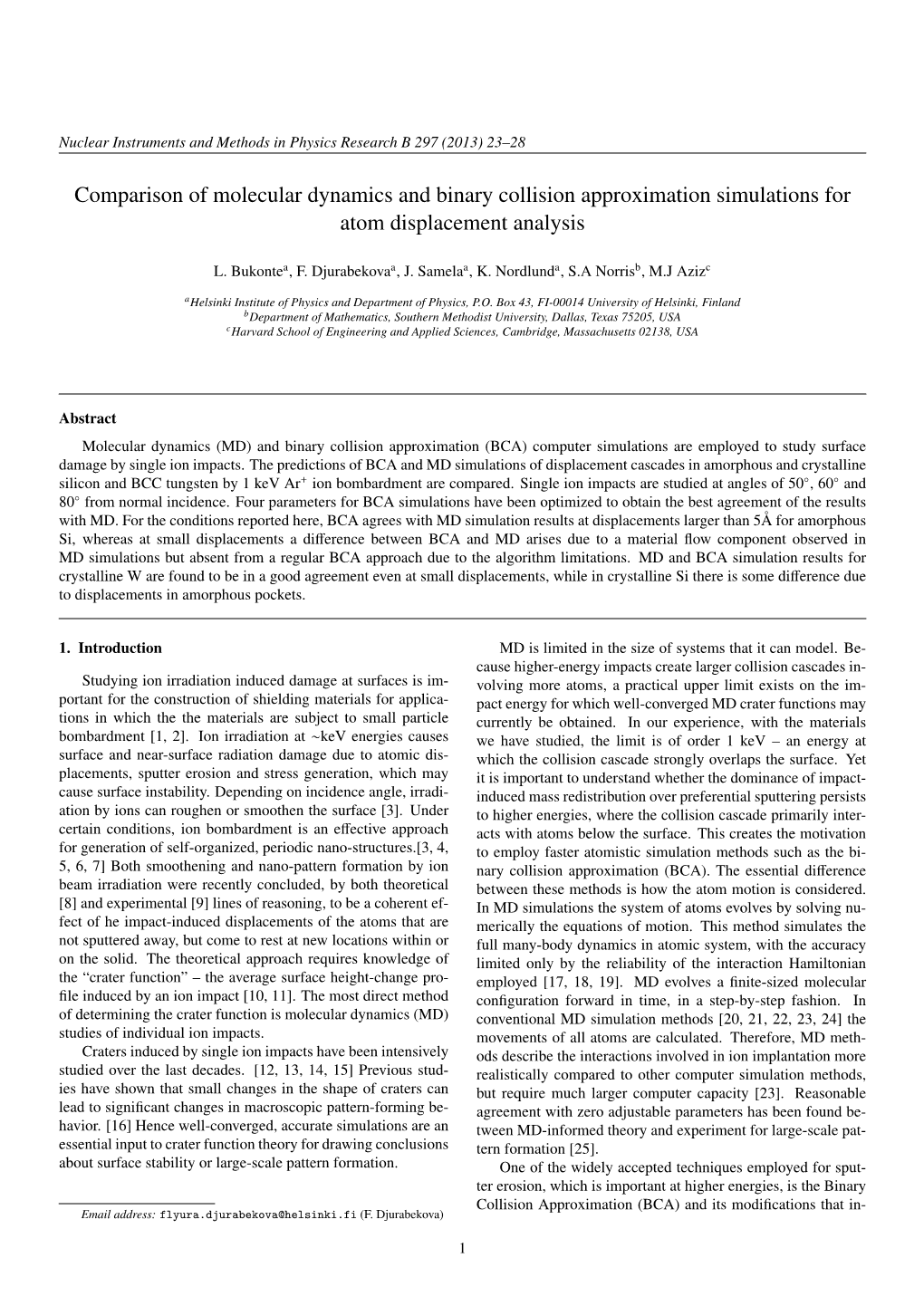 Comparison of Molecular Dynamics and Binary Collision Approximation Simulations for Atom Displacement Analysis