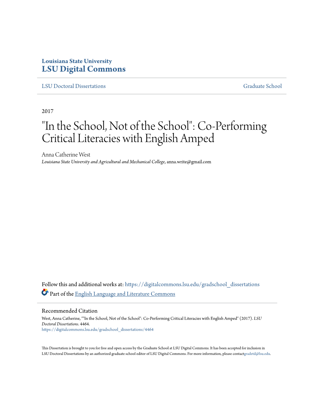 "In the School, Not of the School": Co-Performing Critical Literacies