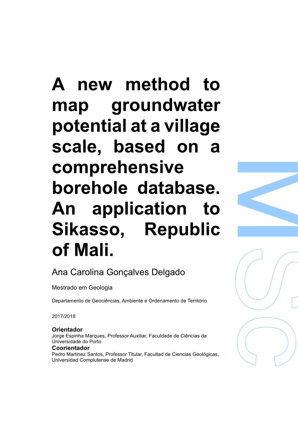 A New Method to Map Groundwater Potential at a Village Scale, Based on a Comprehensive Borehole Database