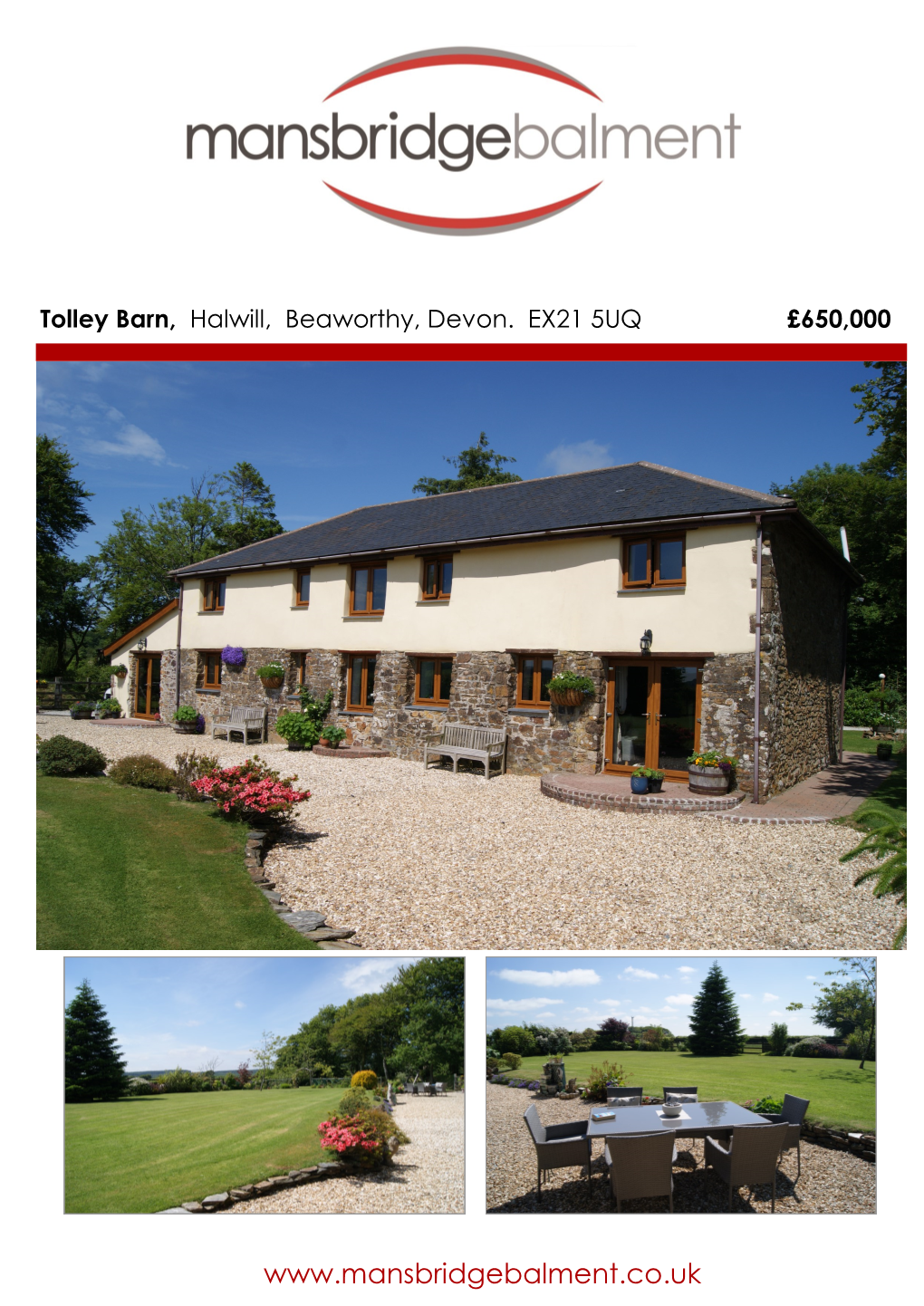 Tolley Barn, Halwill, Beaworthy, Devon. EX21 5UQ £650000