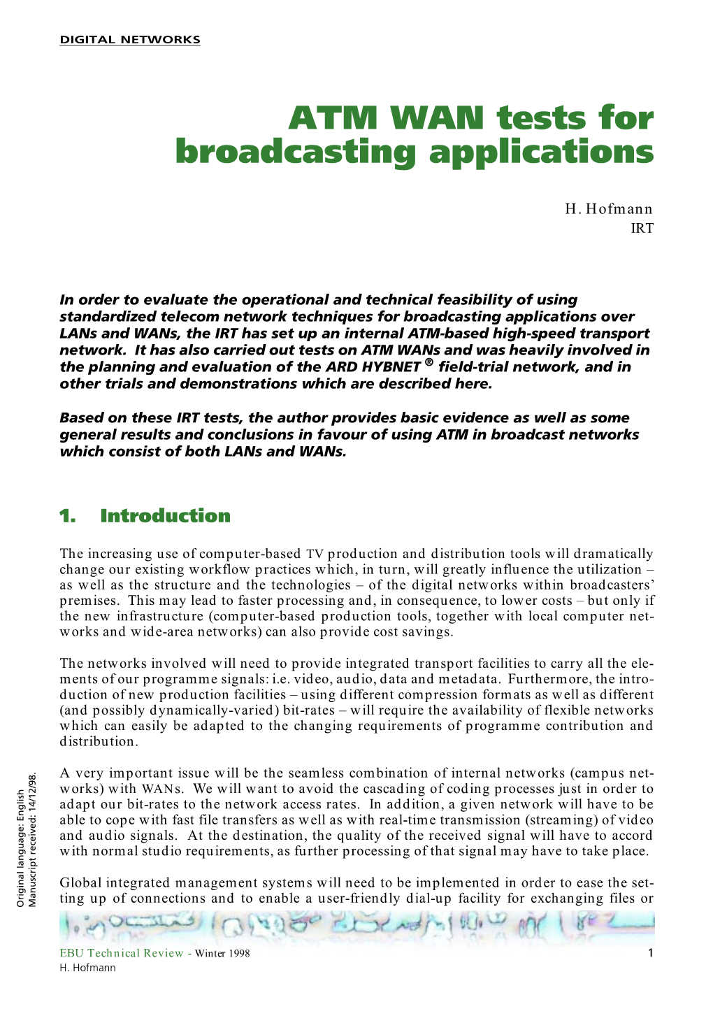 ATM WAN Tests for Broadcasting Applications