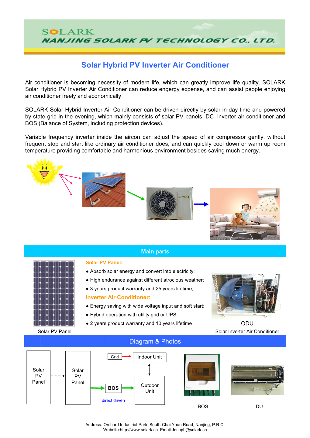 Solar Hybrid PV Inverter Air Conditioner