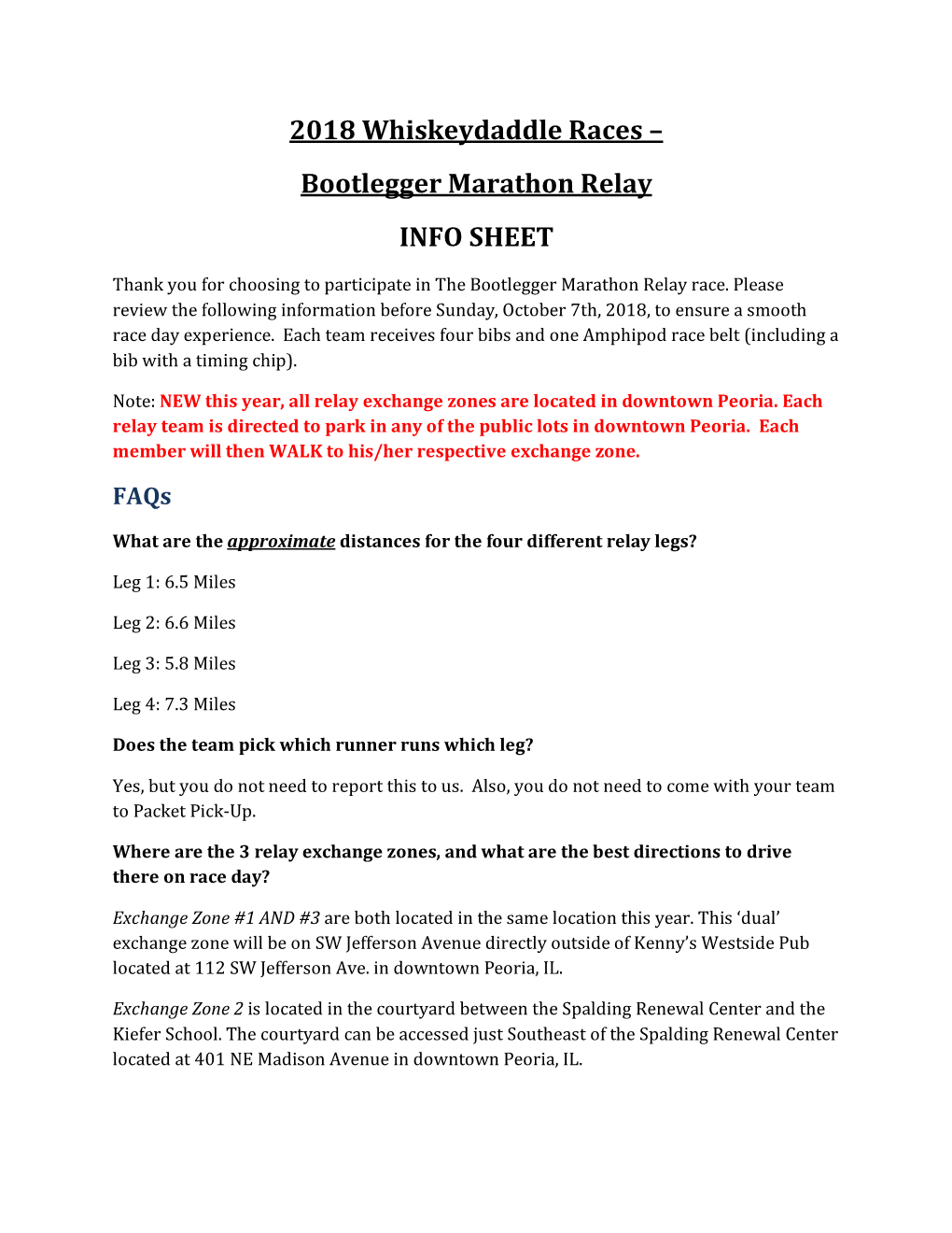 Bootlegger Marathon Relay INFO SHEET