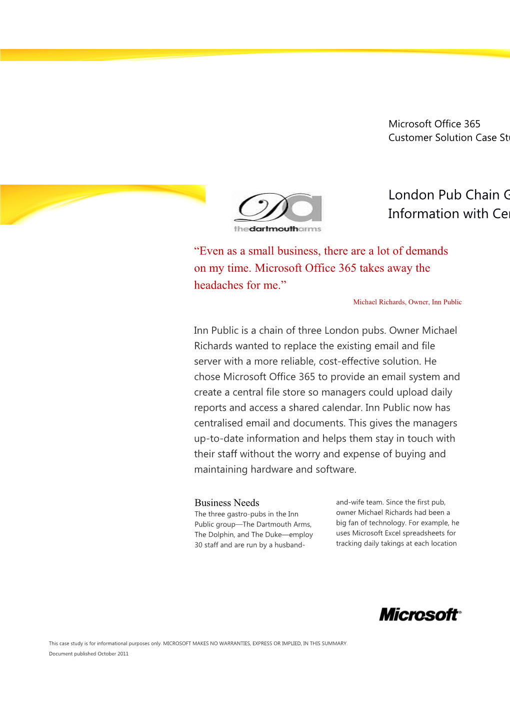 Writeimage CSB London Pub Chain Relies on Microsoft for Email