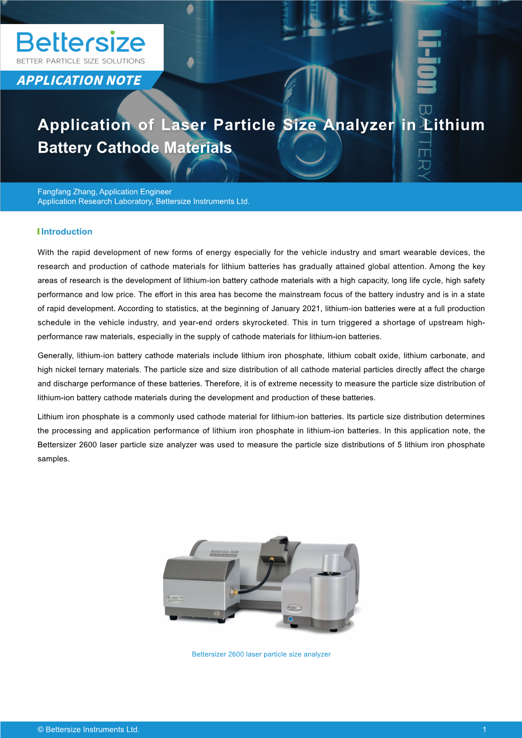 Application of Laser Particle Size Analyzer in Lithium Battery Cathode Materials