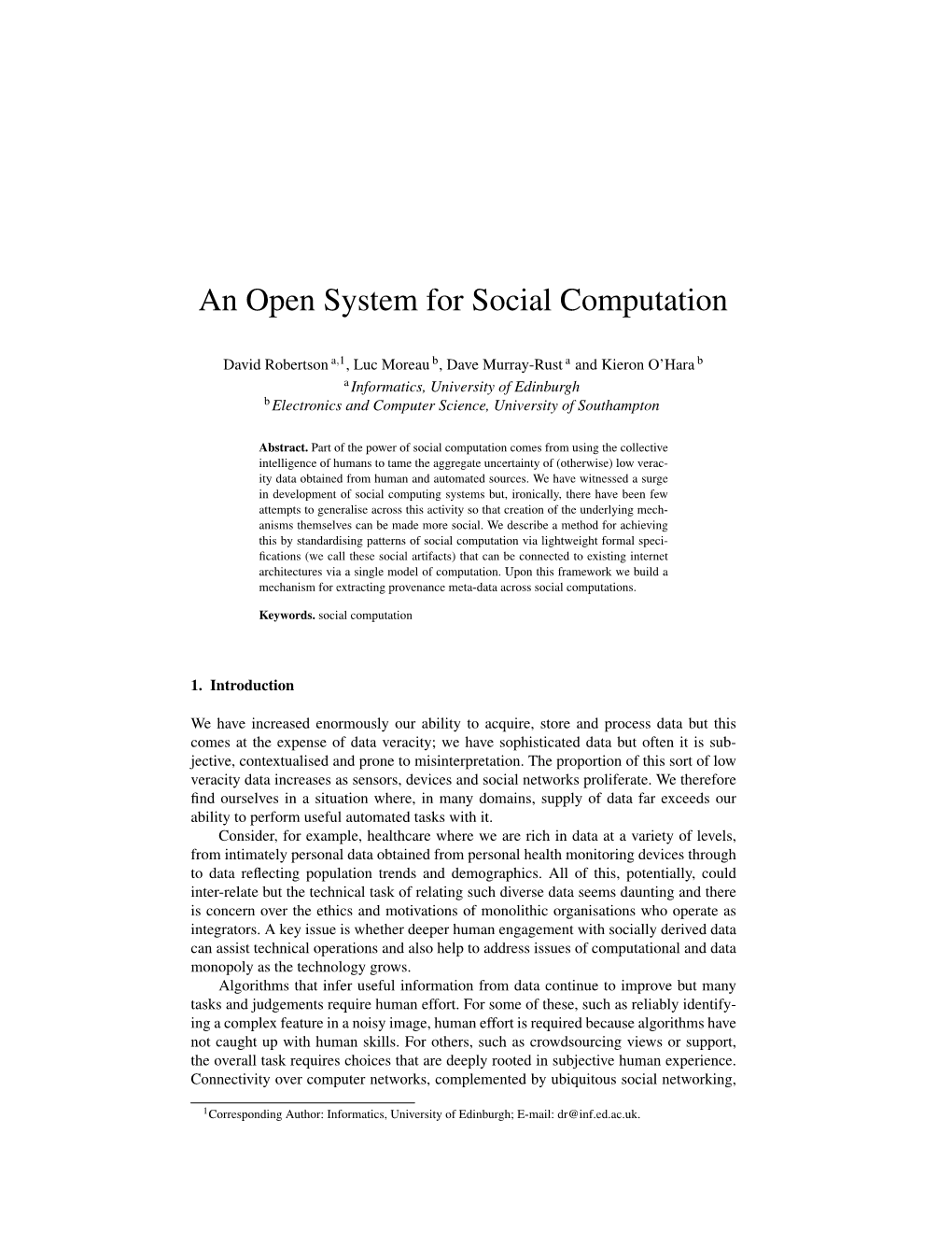An Open System for Social Computation