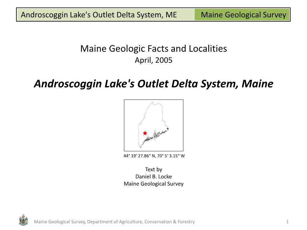 Androscoggin Lake's Outlet Delta System, ME Maine Geological Survey