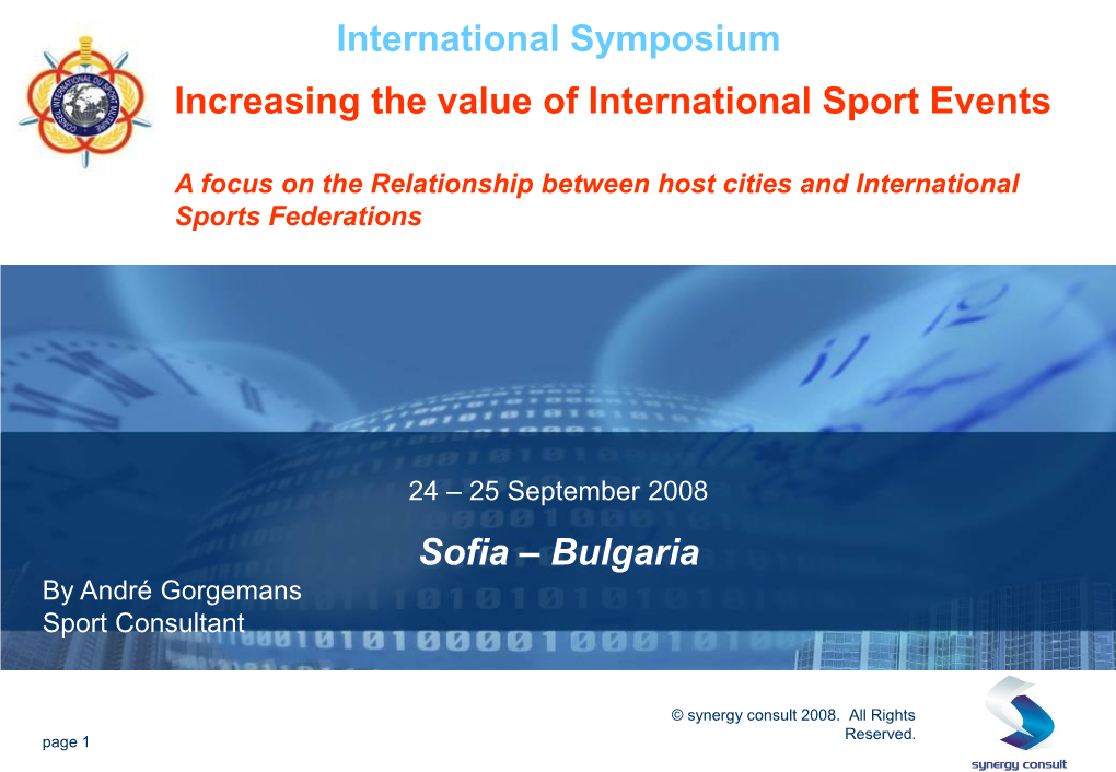 Increasing the Value of International Sport Events: a Focus on The