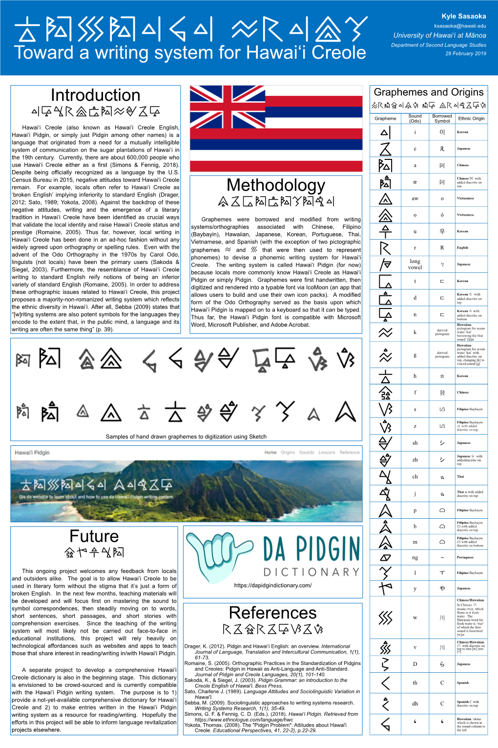 Toward a Writing System for Hawaiʻi Creole 28 February 2019