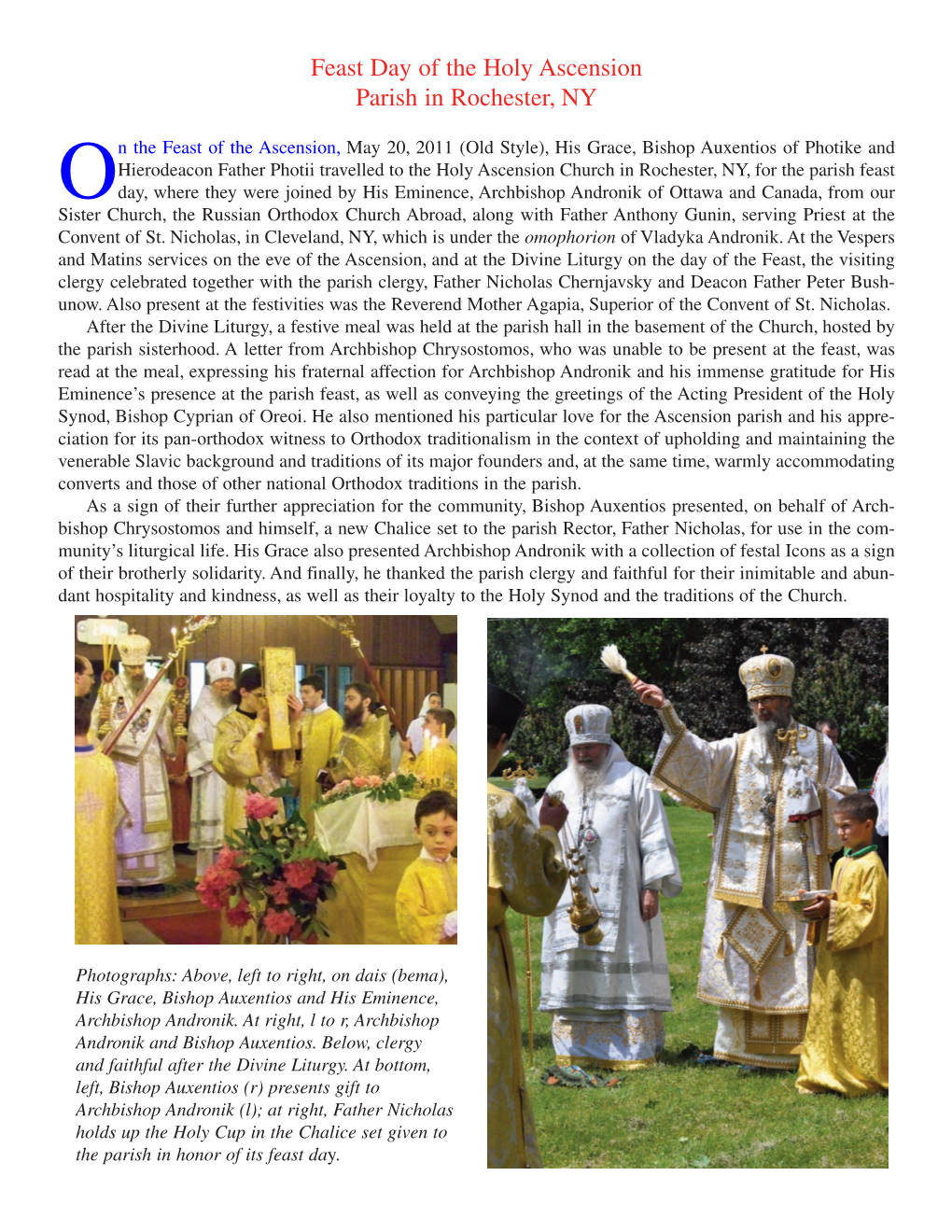 Feast Day of the Holy Ascension Parish in Rochester, New York