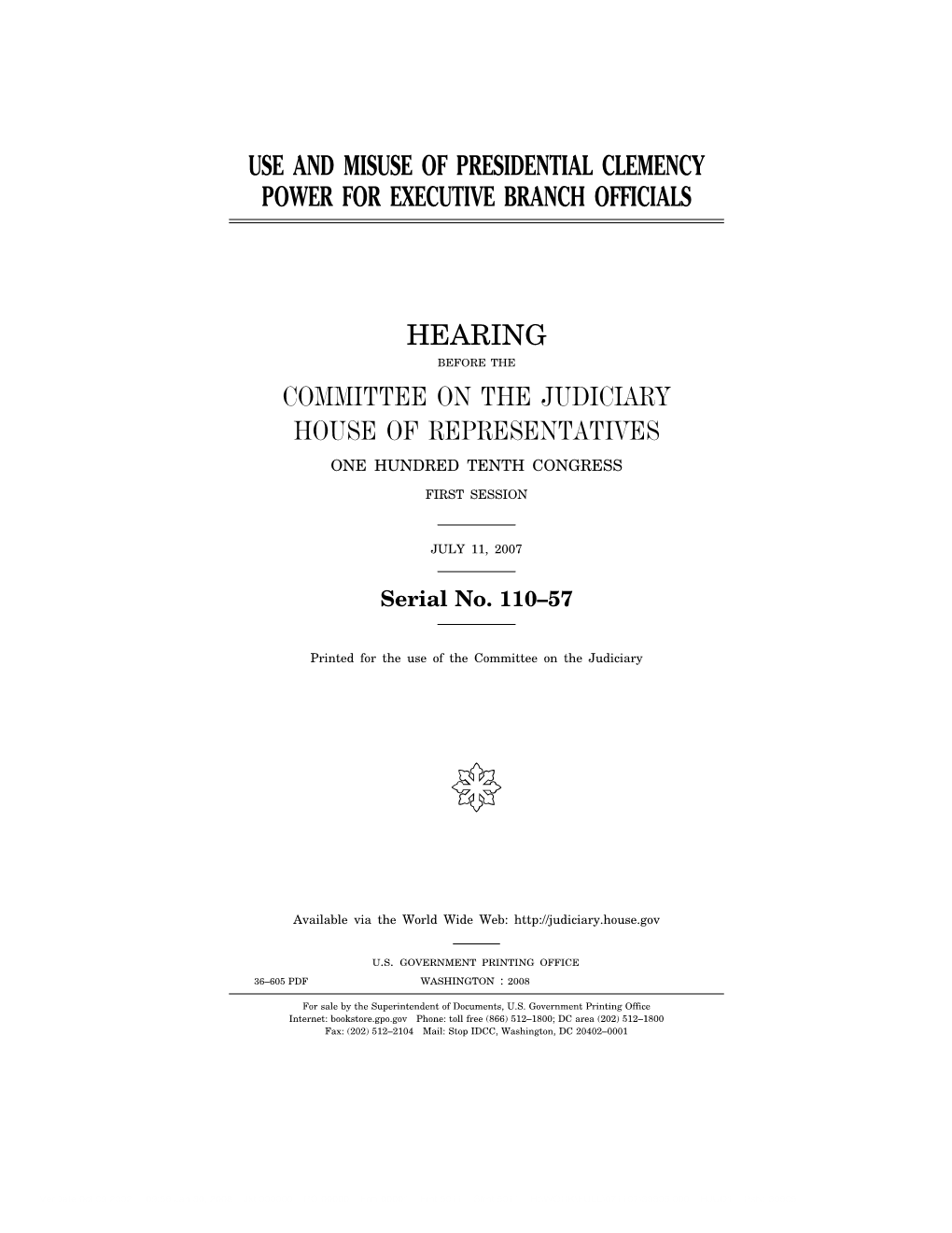 Use and Misuse of Presidential Clemency Power for Executive Branch Officials