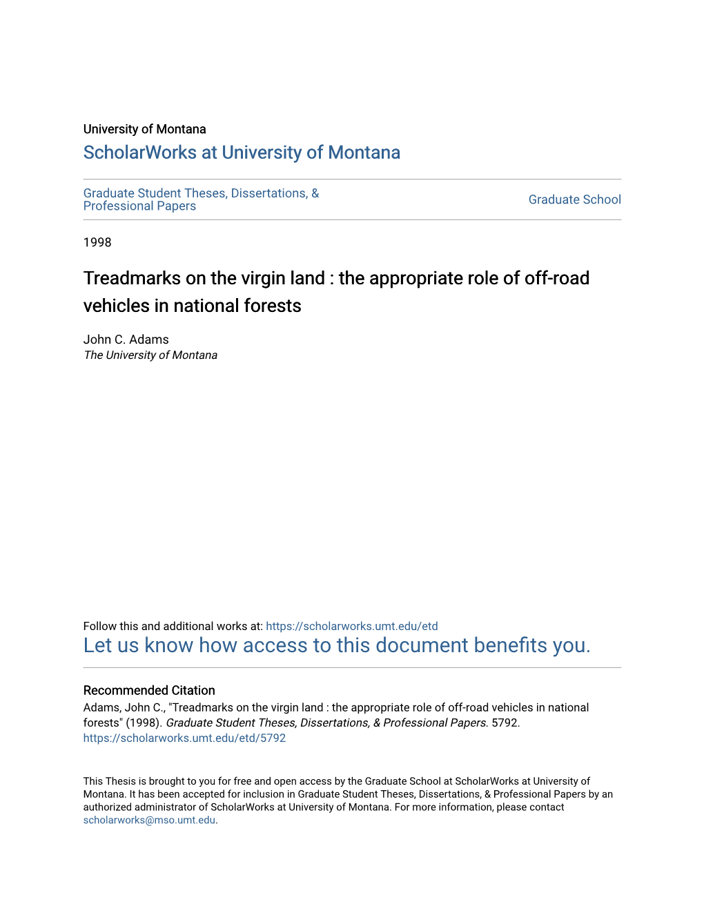 The Appropriate Role of Off-Road Vehicles in National Forests