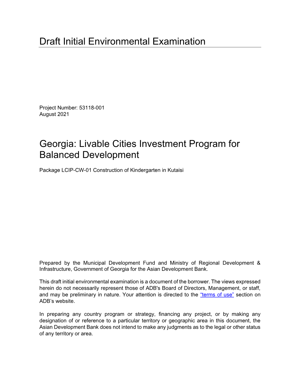 53118-001: Livable Cities Investment Project for Balanced Regional Development
